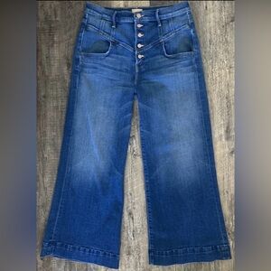 Mother Jeans 32 Swooner Roller Yoke Front Ankle Length Wide Leg •double vision